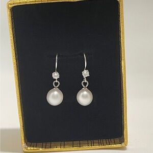 Farah Jewelry Silver White Pearl Earrings